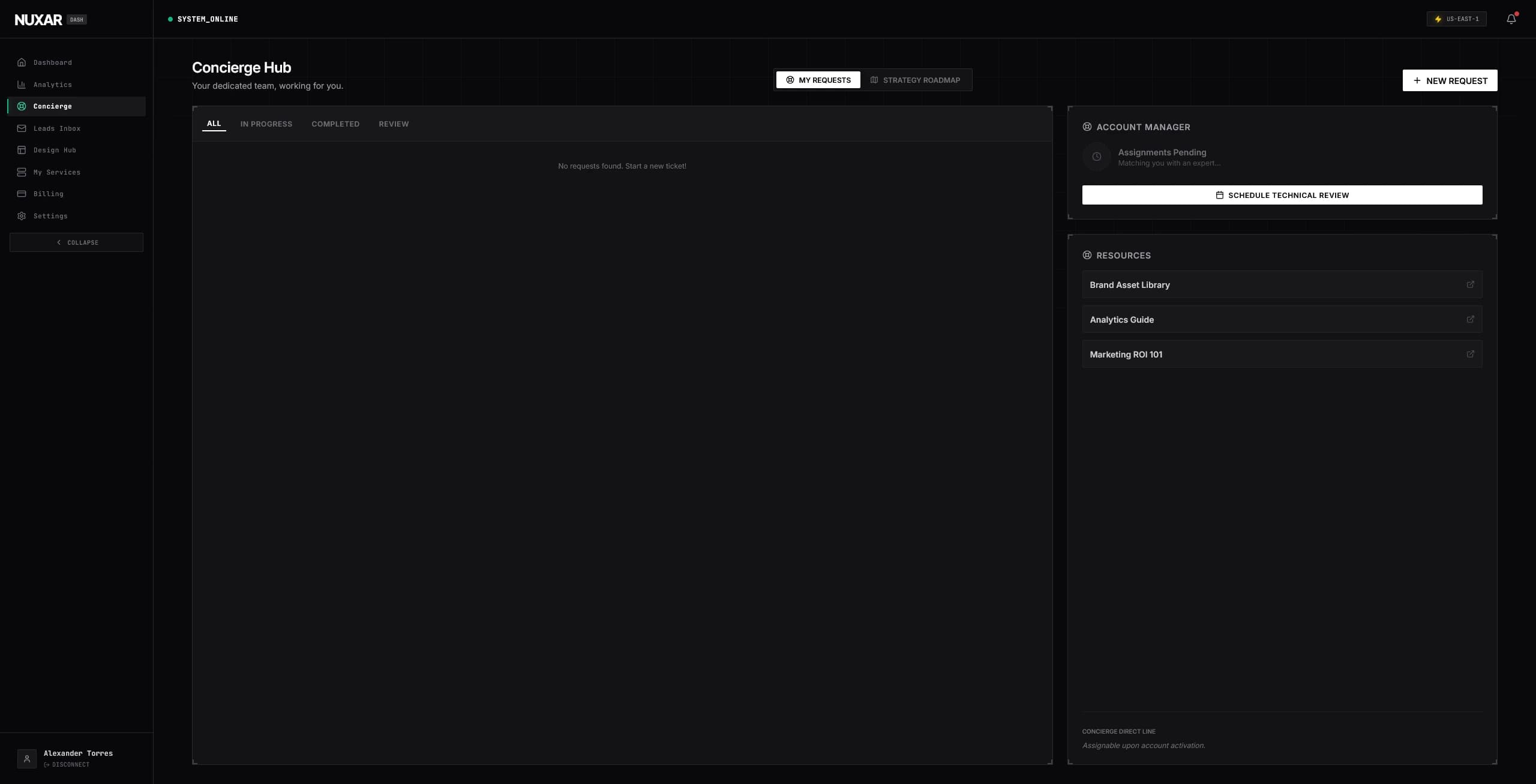 Request and Support Workspace