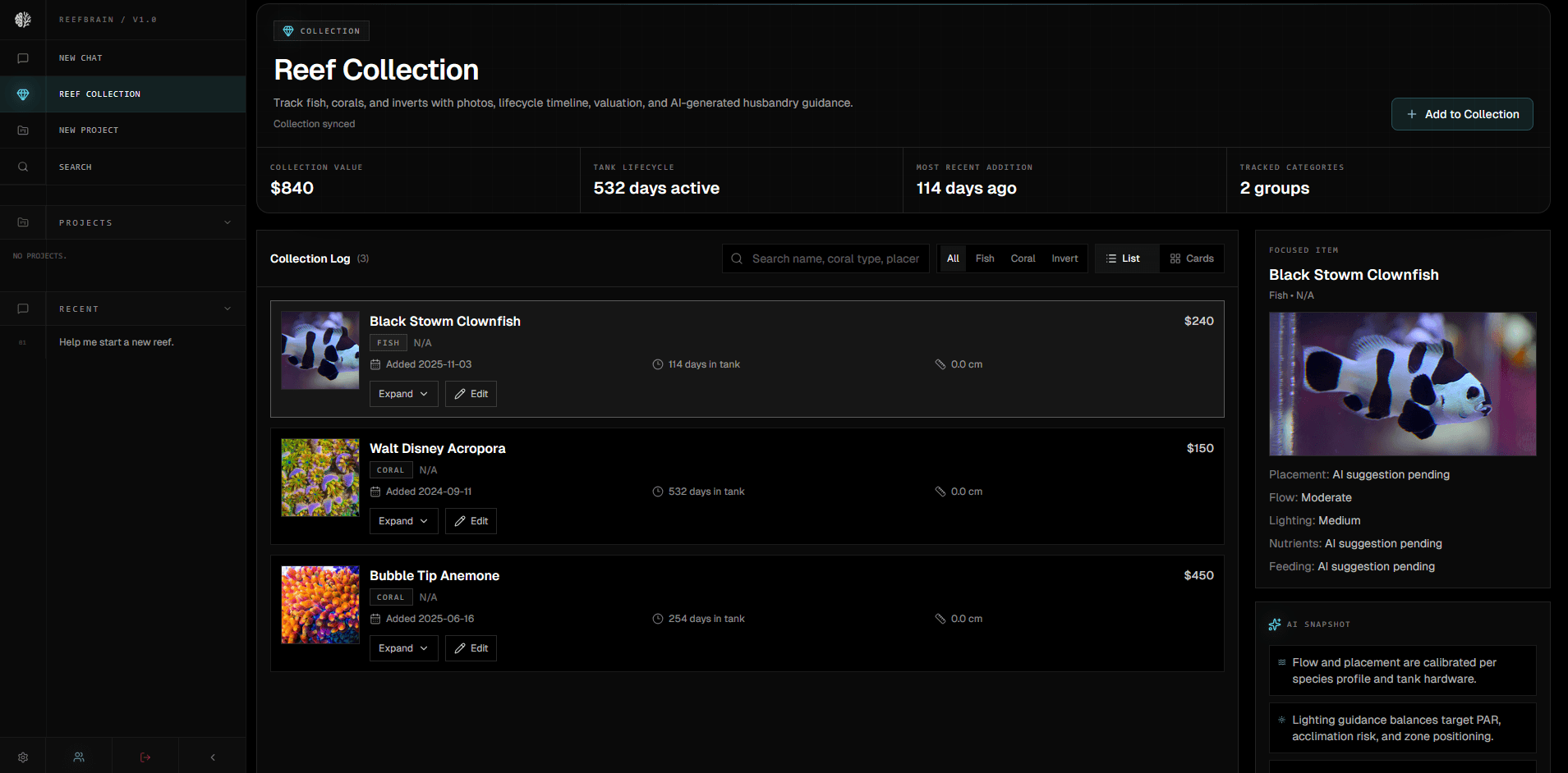 Collection Tracker Dashboard